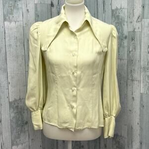 Vintage Girltown Womens Medium Long Sleeve Button Down Tab Collar Shirt